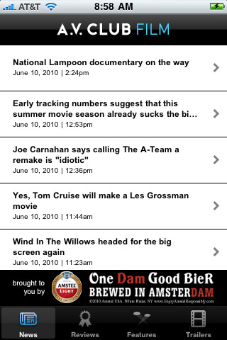 Illustration for article titled The A.V. Club releases its first iPhone/iPod Touch app: A.V. Club Film